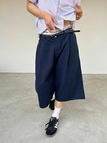 AIDASE  -  Spring Summer Casual Blue Soft Straight Shorts for Men Loose Korean Fashion Elegant Luxury Designer Clothes 2025 aidase-shop